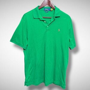 Polo Ralph Lauren Shirt Mens Medium Solid Green Short Sleeve Classic Fit Flesh